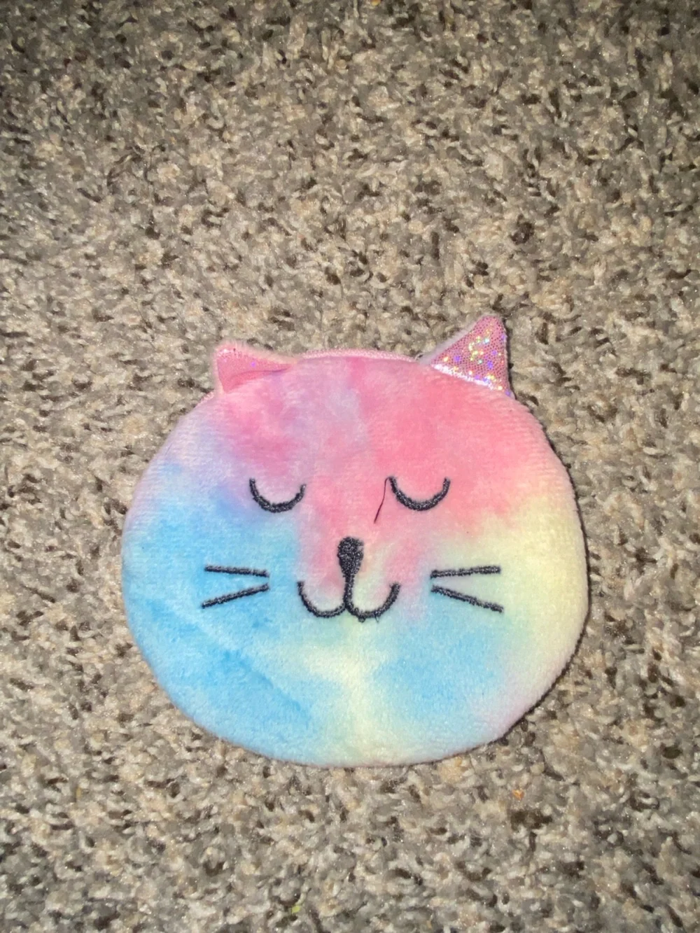 Pastel tie-dye plush cat coin pouch